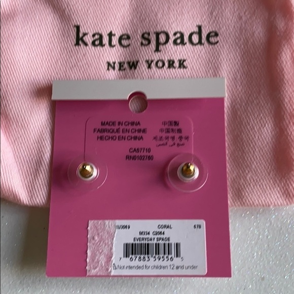 Kate Spade Everyday Spade Coral Earring NWT - Picture 3 of 4